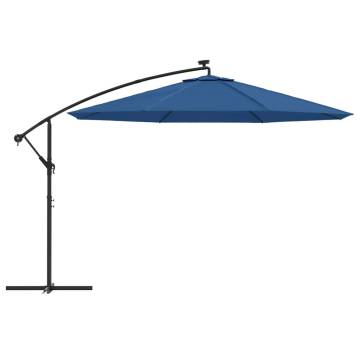 Cantilever Umbrella with LED Lights - Azure Blue 350 cm