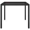 Garden Table 90x90x75 cm - Tempered Glass & Poly Rattan Black