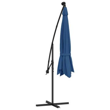 Cantilever Umbrella with LED Lights - Azure Blue 350 cm