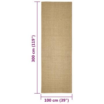 Durable Sisal Rug for Scratching Post - 100x300 cm