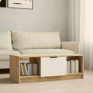 Elegant White & Sonoma Oak Coffee Table - 102x50 cm