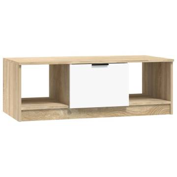 Elegant White & Sonoma Oak Coffee Table - 102x50 cm