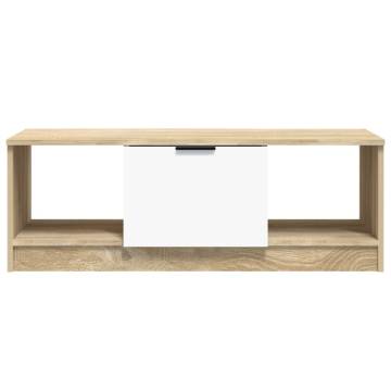 Elegant White & Sonoma Oak Coffee Table - 102x50 cm