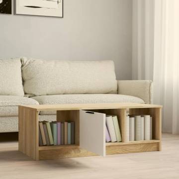 Elegant White & Sonoma Oak Coffee Table - 102x50 cm