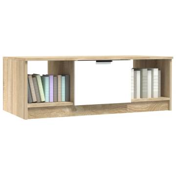 Elegant White & Sonoma Oak Coffee Table - 102x50 cm