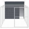 Durable Dog House with Run - Anthracite Galvanised Steel 214x457cm