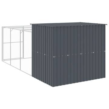 Durable Dog House with Run - Anthracite Galvanised Steel 214x457cm