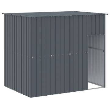 Durable Dog House with Run - Anthracite Galvanised Steel 214x457cm