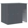 Durable Dog House with Run - Anthracite Galvanised Steel 214x457cm