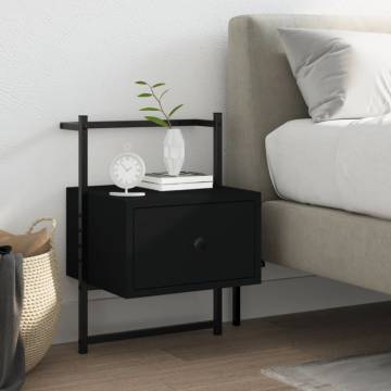 Black Wall-Mounted Bedside Cabinet - 35x30x51 cm