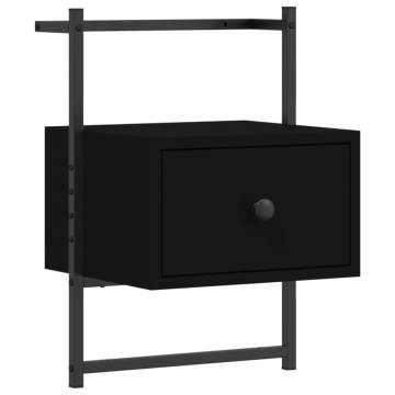 Black Wall-Mounted Bedside Cabinet - 35x30x51 cm