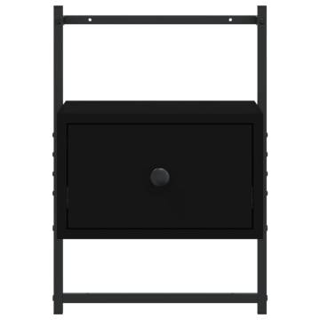 Black Wall-Mounted Bedside Cabinet - 35x30x51 cm