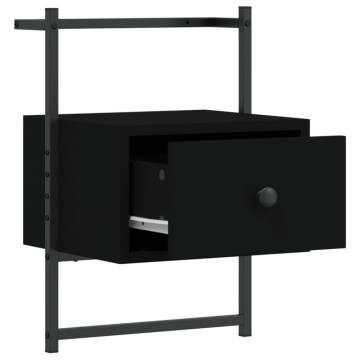 Black Wall-Mounted Bedside Cabinet - 35x30x51 cm