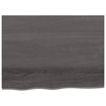 Table Top Dark Brown 80x60 cm - Treated Solid Oak Wood