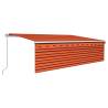 Manual Retractable Awning with LED - 5x3m Orange & Brown