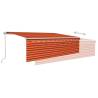 Manual Retractable Awning with LED - 5x3m Orange & Brown