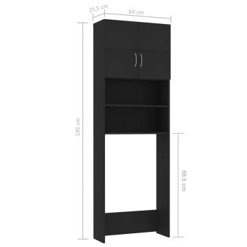 Black Washing Machine Cabinet - Stylish & Functional Storage