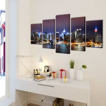 Colorful New York Skyline Canvas Wall Print Set – 200 x 100 cm