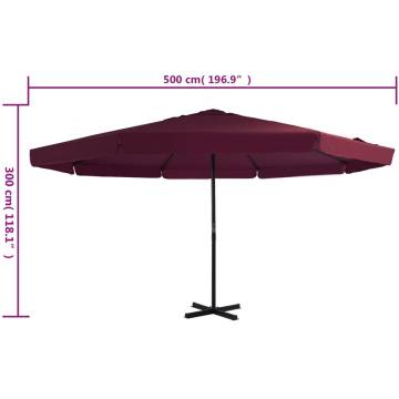 Outdoor Parasol with Aluminium Pole 500 cm - Bordeaux Red