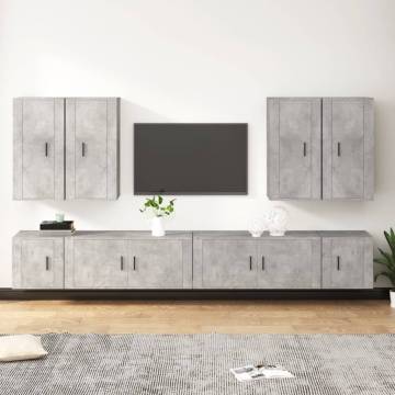 8 Piece TV Cabinet Set - Concrete Grey Engineered Wood