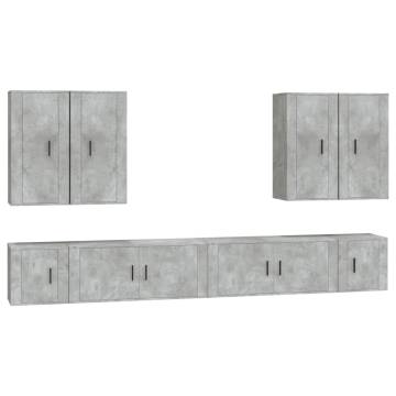 8 Piece TV Cabinet Set - Concrete Grey Engineered Wood