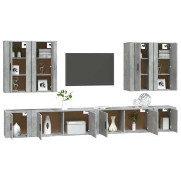 8 Piece TV Cabinet Set - Concrete Grey Engineered Wood