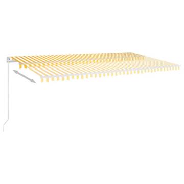 Manual Retractable Awning with LED - 600x300 cm Yellow & White