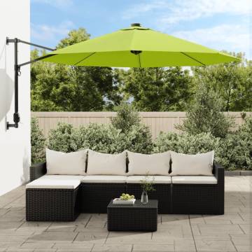 Wall-Mounted Parasol with LEDs - Apple Green 290cm | HipoMarket