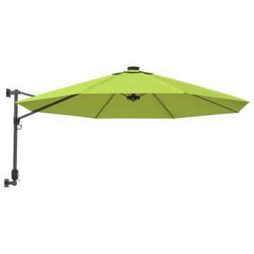 Wall-Mounted Parasol with LEDs - Apple Green 290cm | HipoMarket