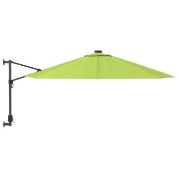 Wall-Mounted Parasol with LEDs - Apple Green 290cm | HipoMarket