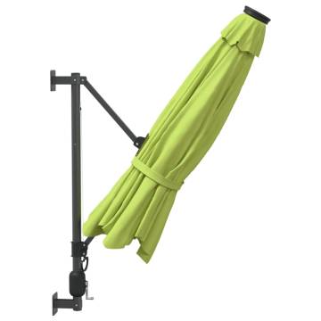 Wall-Mounted Parasol with LEDs - Apple Green 290cm | HipoMarket