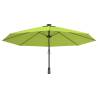 Wall-Mounted Parasol with LEDs - Apple Green 290cm | HipoMarket