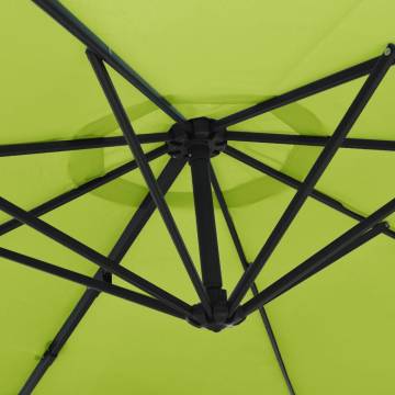 Wall-Mounted Parasol with LEDs - Apple Green 290cm | HipoMarket