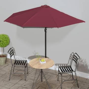 Bordeaux Red Balcony Parasol with Aluminium Pole - 300x155 cm