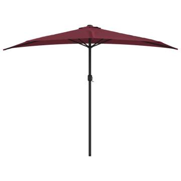 Bordeaux Red Balcony Parasol with Aluminium Pole - 300x155 cm