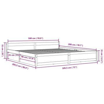 White Bed Frame with Drawers - 180x200 cm Super King Size