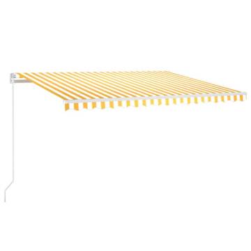 Manual Retractable Awning with LED - Yellow & White 450x300 cm