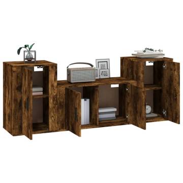 3 Piece Smoked Oak TV Cabinet Set - Stylish & Functional