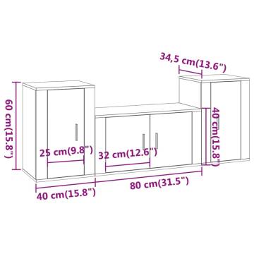 3 Piece Smoked Oak TV Cabinet Set - Stylish & Functional