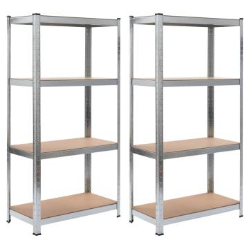 Durable 2 Pcs Storage Shelves - Steel & MDF - 80x40x160 cm