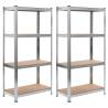 Storage Shelves 2 pcs Silver 80x40x160 cm Steel and MDF Colour silver Size 80 x 40 x 160 cm Quantity in Package 2 Amount 