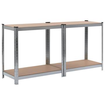 Durable 2 Pcs Storage Shelves - Steel & MDF - 80x40x160 cm