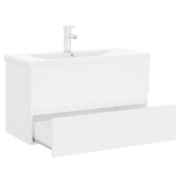 Stylish White Sink Cabinet with Built-in Basin - HipoMarket