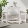 3 Piece Garden Bar Set - White Solid Wood Pine | HipoMarket