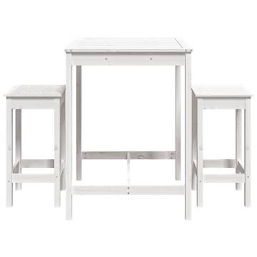 3 Piece Garden Bar Set - White Solid Wood Pine | HipoMarket