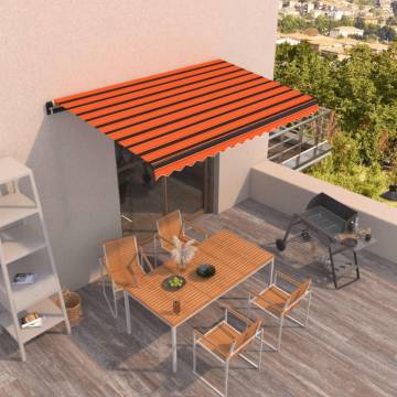 Manual Retractable Awning 450x350 cm - Orange & Brown