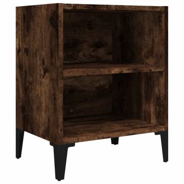 Industrial Bed Cabinet with Metal Legs - Smoked Oak 40x30 cm