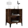 Industrial Bed Cabinet with Metal Legs - Smoked Oak 40x30 cm