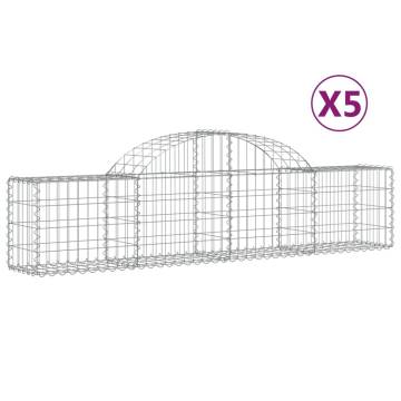 Arched Gabion Baskets - 5 pcs Galvanised Iron | HipoMarket