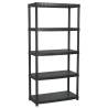 5-Tier Storage Shelf - Black Plastic - Compact & Versatile